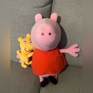 Peppa Pig Plush Toy Holding Teddy TY Plush Toy Pre-owned Stuffed Animals